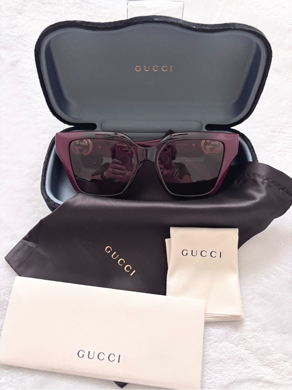 GUCCI Tortoise Square Sunglasses and Hard Case GG1023S 003--NWT